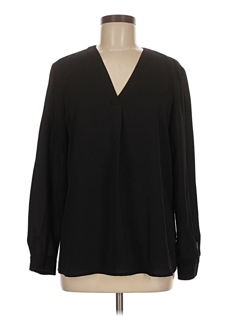 Pre-owned Anne Klein Long Sleeve Blouse In Black