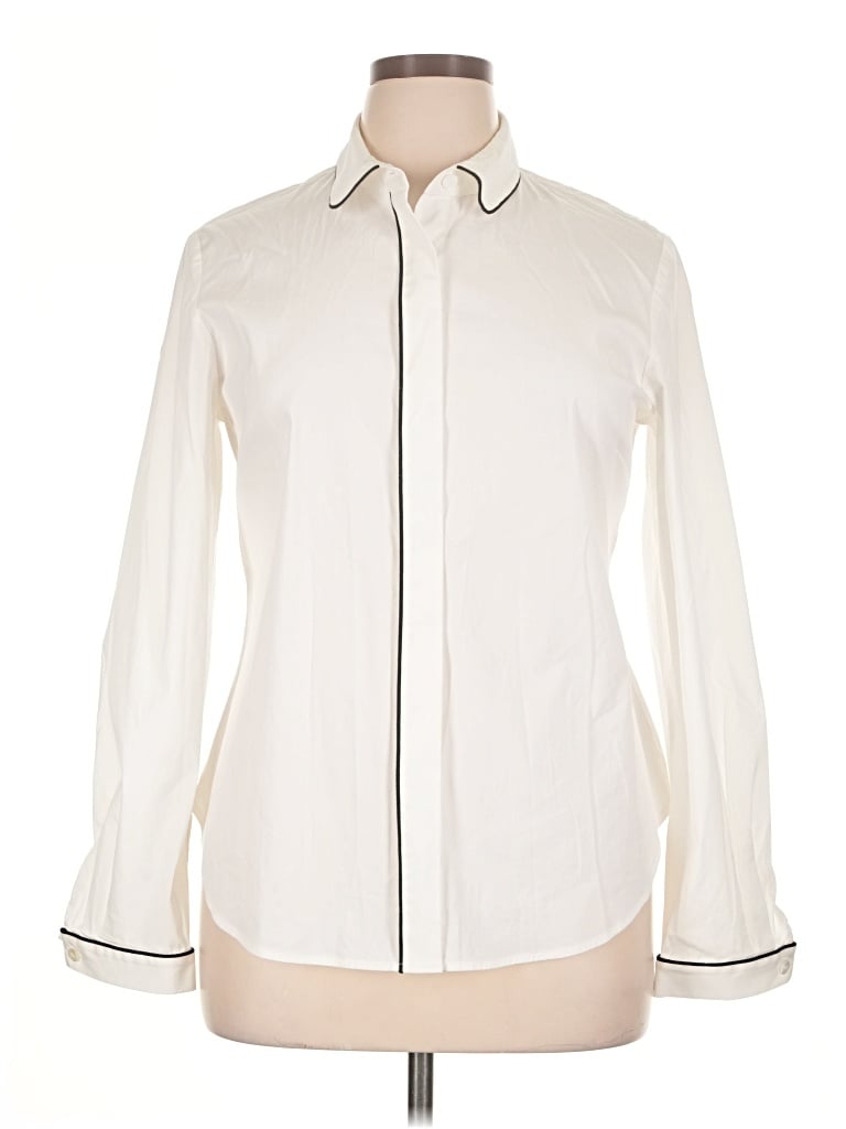 Pre-owned St John Long Sleeve Blouse In Ivory