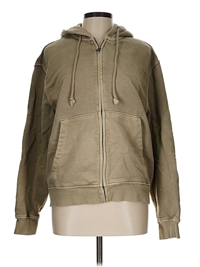 Pre-owned Zara Zip Up Hoodie In Tan