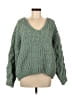 Pol 100% Polyester Tweed Green Pullover Sweater Size M - photo 1