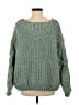 Pol 100% Polyester Tweed Green Pullover Sweater Size M - photo 2