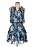 Reset 100% Polyester Print Blue Casual Dress Size L - photo 1