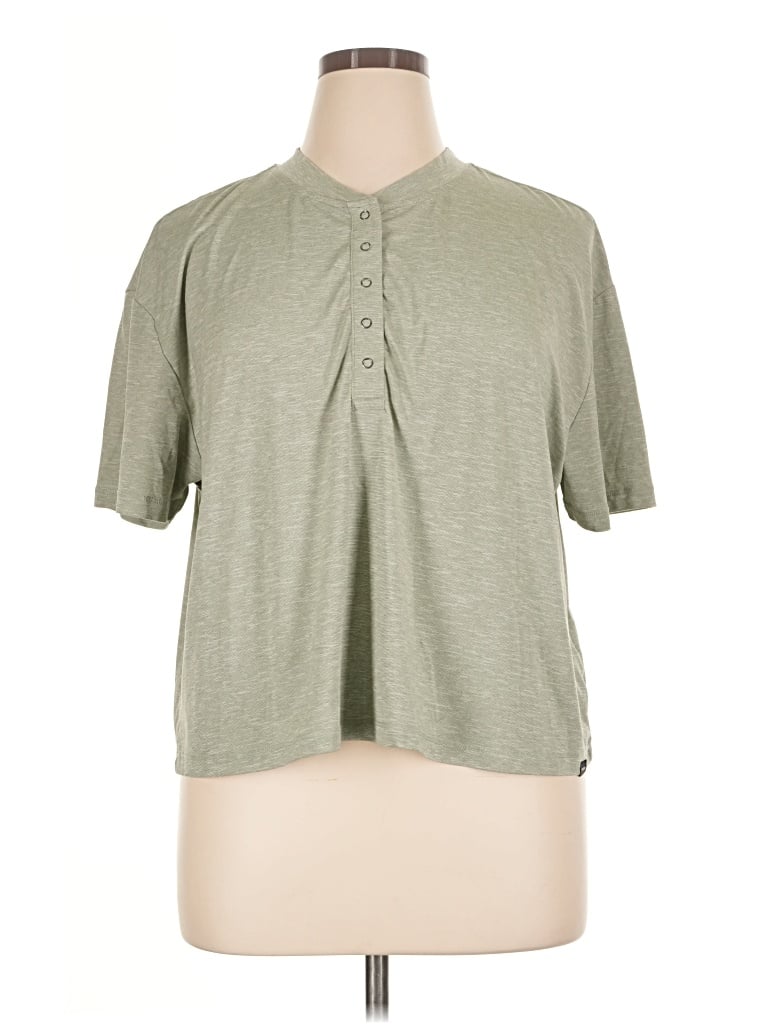 Pre-owned Prana Short Sleeve Henley Shirt In Green