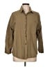Unbranded Solid Tan 3/4 Sleeve Button-Down Shirt Size L - photo 1
