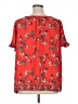 Unbranded 100% Polyester Floral Red Short Sleeve Blouse Size XL (estimated) - photo 2