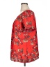 Unbranded 100% Polyester Floral Red Short Sleeve Blouse Size XL (estimated) - photo 5