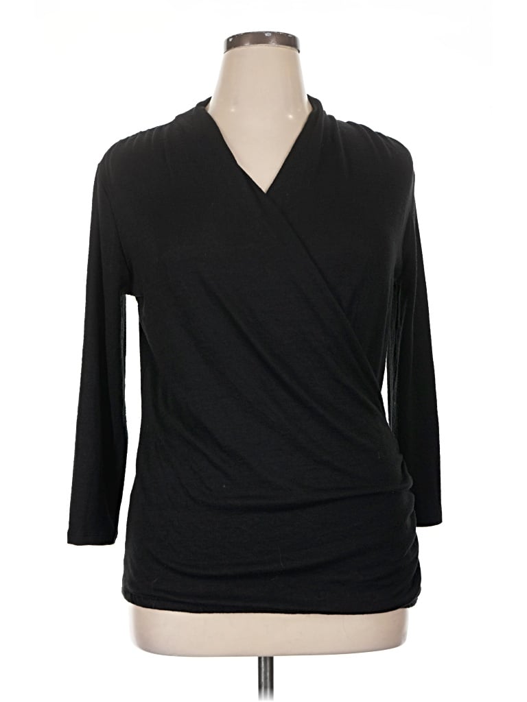 Pre-owned 41hawthorn 3/4 Sleeve Top Black Cowl Neck Tops