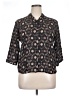 Apana Print Black 3/4 Sleeve Button-Down Shirt Size XL - photo 1