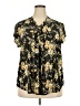 Siren Lily Floral Black Short Sleeve Blouse Size 2X - photo 1
