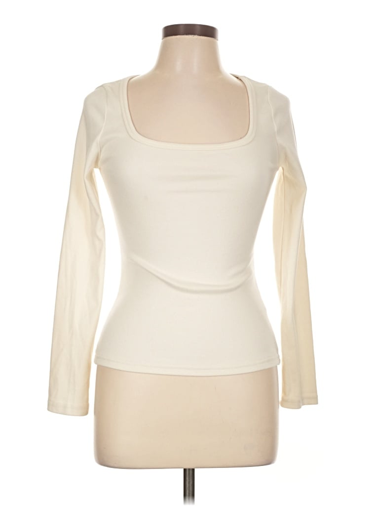Pre-owned Dazy Long Sleeve Top Ivory Square Neckline Tops