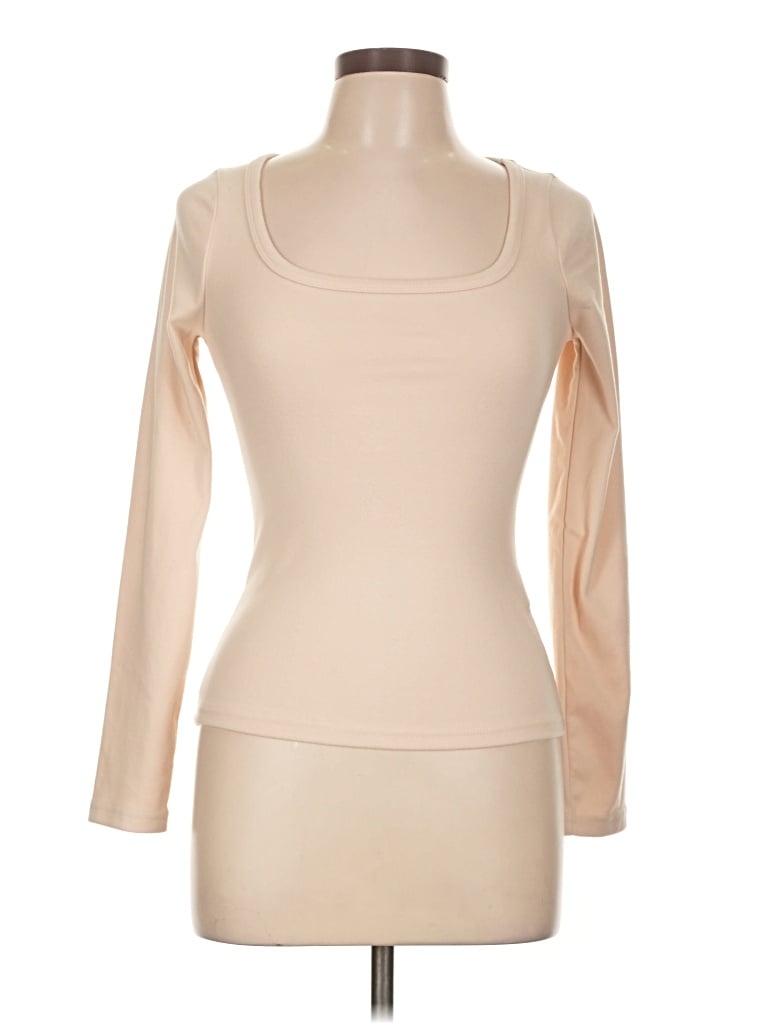 Pre-owned Dazy Long Sleeve Top Tan Boatneck Tops