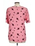 Something Navy 100% Viscose Floral Pink Short Sleeve Blouse Size L - photo 2