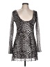 Unbranded 100% Polyester Animal Print Silver Tan Cocktail Dress Size L - photo 1