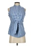 Sara Campbell Checkered-gingham Blue Sleeveless Blouse Size 2 - photo 1