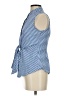 Sara Campbell Checkered-gingham Blue Sleeveless Blouse Size 2 - photo 5