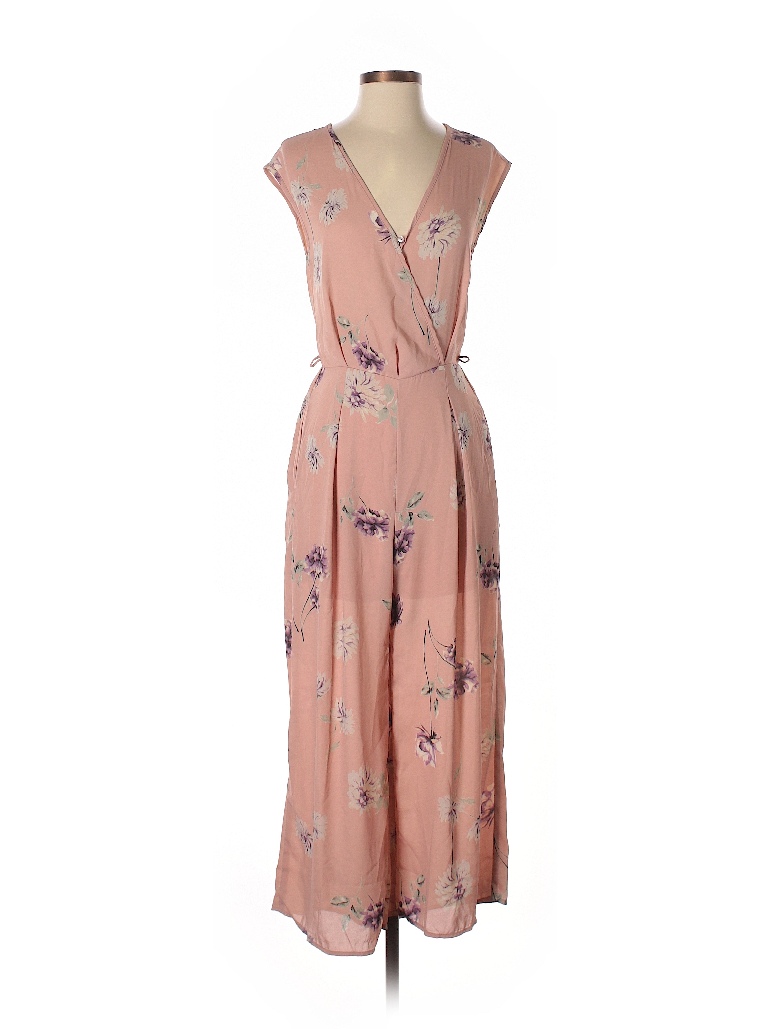 Polyester Floral Coral Jumpsuit Size S ...