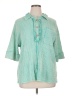 Bibi Teal 3/4 Sleeve Button-Down Shirt Size XL - photo 1
