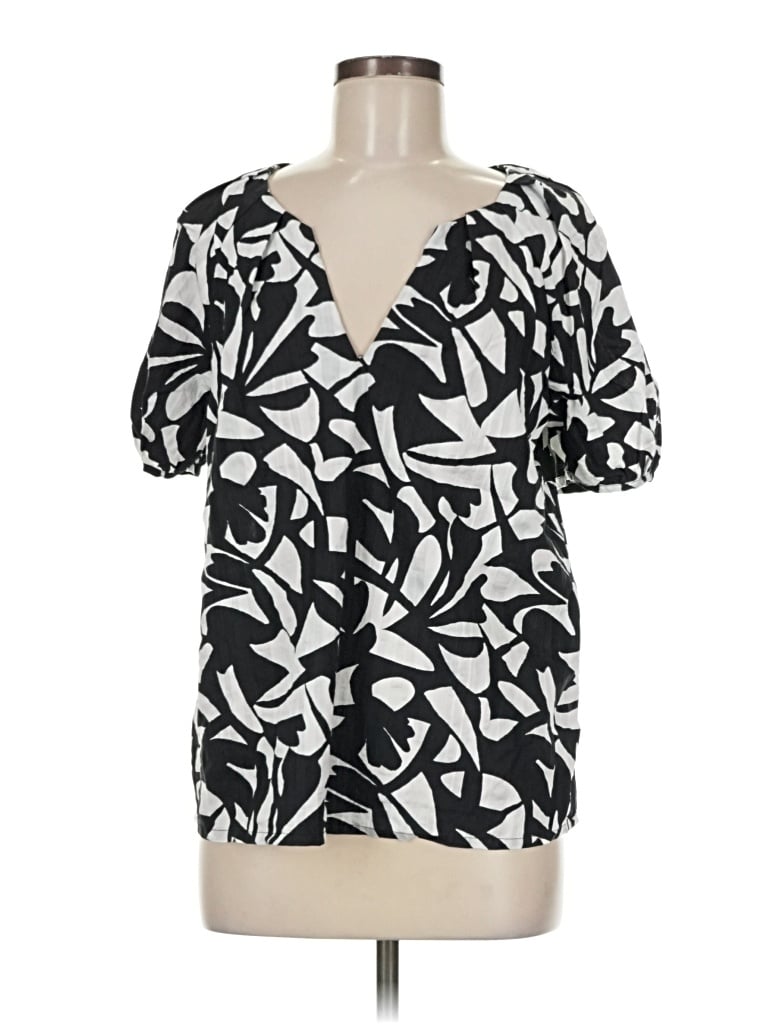 Pre-owned A New Day Short Sleeve Blouse In Black