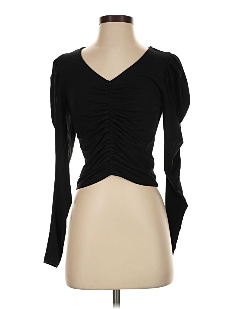 Pre-owned Frame Long Sleeve Top Black Sweetheart Neckline Tops