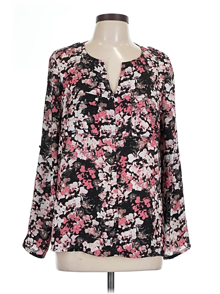 Pre-owned Apt. 9 Long Sleeve Blouse In Black