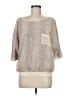 Esley 100% Polyester Metallic Silver Ivory 3/4 Sleeve Top Size M - photo 1