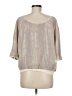 Esley 100% Polyester Metallic Silver Ivory 3/4 Sleeve Top Size M - photo 2