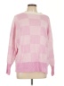 Unbranded 100% Acrylic Checkered-gingham Pink Pullover Sweater Size L - photo 1