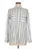 Express Stripes Silver Long Sleeve Blouse Size M - photo 1