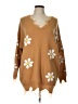 Just Polly 100% Acrylic Floral Brown Pullover Sweater Size L - photo 1