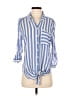 Vixbe 100% Rayon Stripes Blue 3/4 Sleeve Button-Down Shirt Size S - photo 1