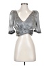 Zara Metallic Silver 3/4 Sleeve Blouse Size S - photo 1