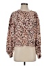 Express Outlet Animal Print Brown Long Sleeve Blouse Size S - photo 1