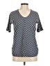 L.L.Bean Chevron-herringbone Stripes Blue Gray Short Sleeve Top Size M - photo 1