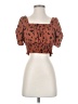 Leith 100% Elastic Brown Short Sleeve Blouse Size S - photo 1