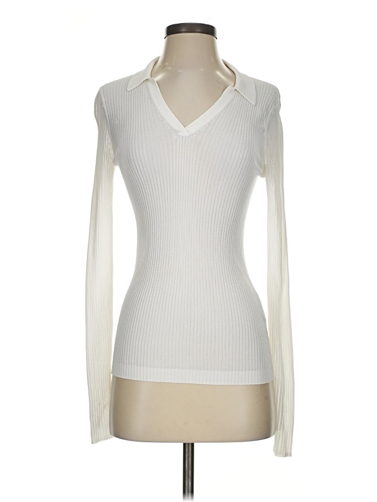 Pre-owned Club Monaco Long Sleeve Top Ivory Turtleneck Tops