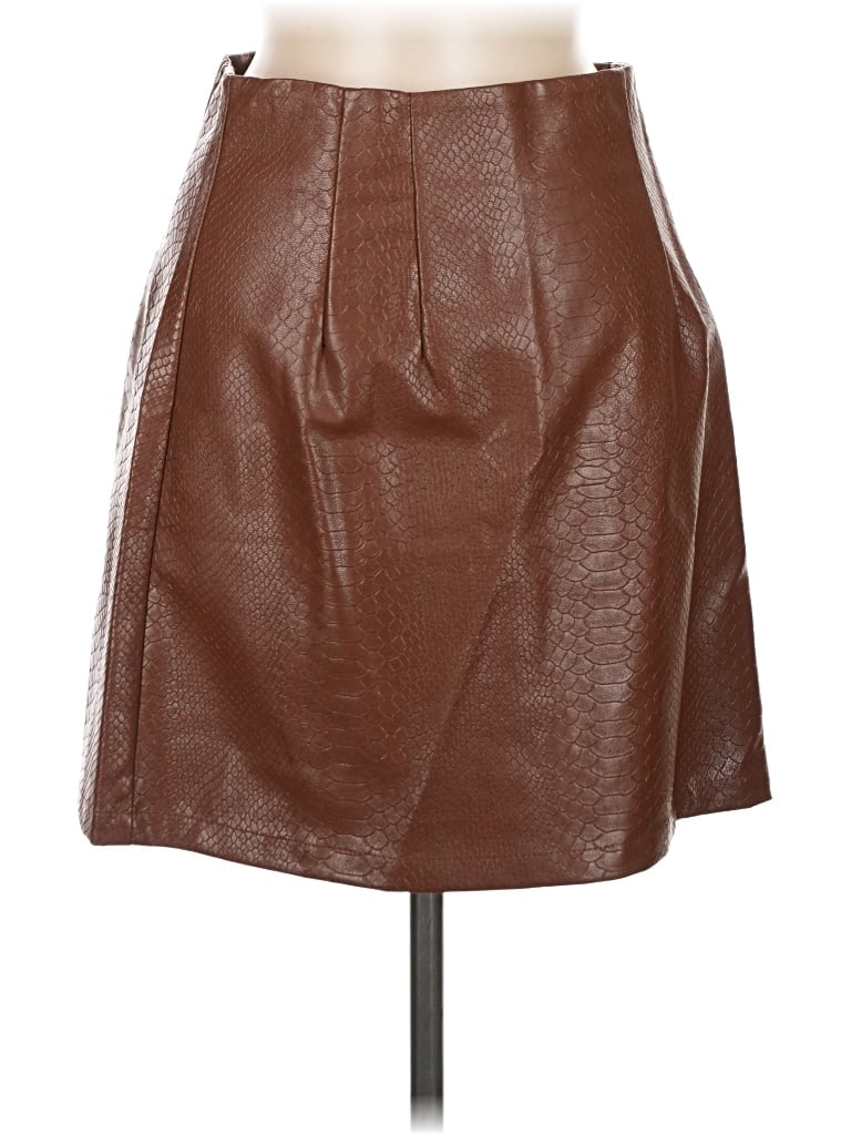 Pre-owned Glamorous Faux Leather Skirt In Brown