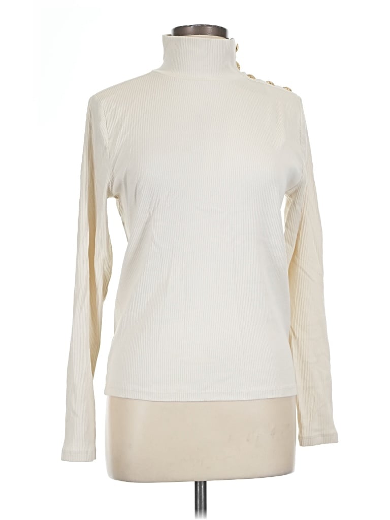 Pre-owned Jcrew Long Sleeve Turtleneck In Ivory