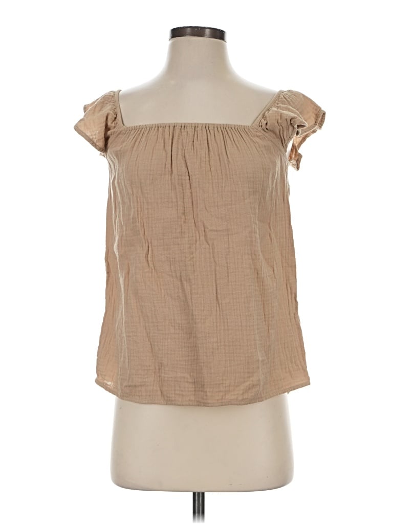 Pre-owned Ann Taylor Short Sleeve Blouse In Tan