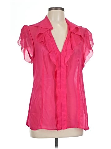BCBGMAXAZRIA Short Sleeve Silk Top (view 1)