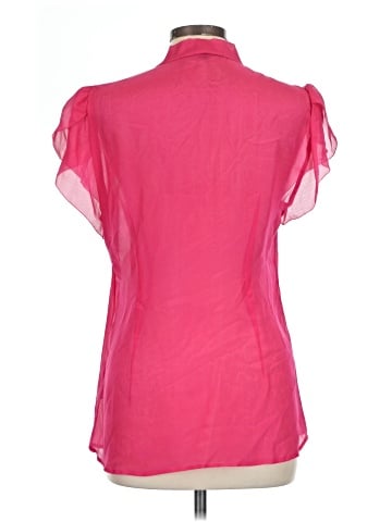 BCBGMAXAZRIA Short Sleeve Silk Top (view 2)