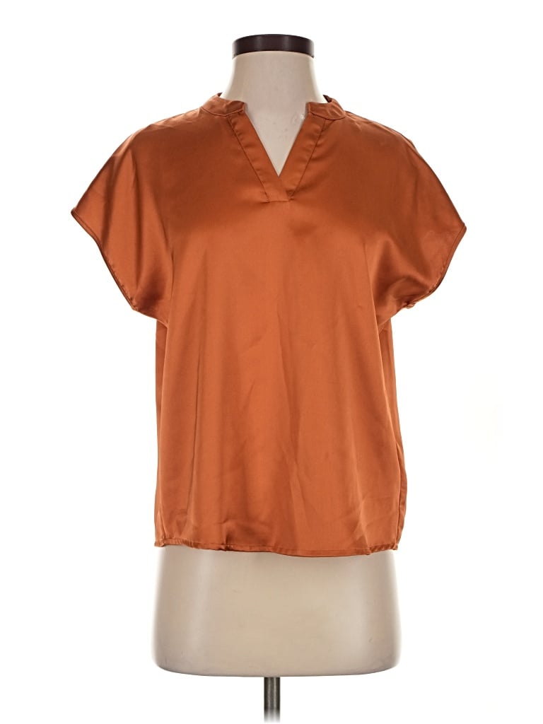 Pre-owned Nicole Miller Short Sleeve Blouse In Orange