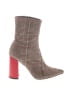 Jeffrey Campbell Plaid Burgundy Tan Ankle Boots Size 5 - photo 1
