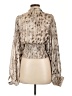 Shein 100% Polyester Metallic Silver Long Sleeve Blouse Size L - photo 2