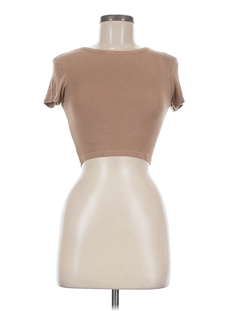 Pre-owned Zara Short Sleeve Turtleneck In Tan