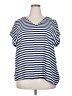 Poema 100% Polyester Stripes Blue Short Sleeve T-Shirt Size 2X - photo 1