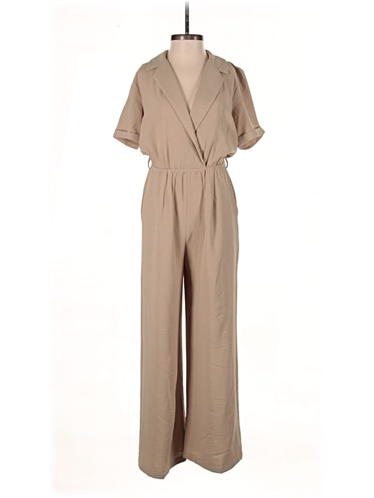 Pre-owned Monteau Jumpsuit In Tan