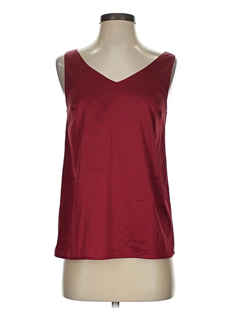 Pre-owned Zeagoo Sleeveless Top Burgundy V-neck Tops
