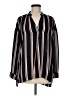 Lush 100% Polyester Stripes Black Long Sleeve Blouse Size M - photo 1