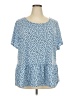 I.N. Studio Blue Short Sleeve Blouse Size 3X - photo 1