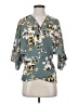 West Kei 100% Polyester Floral Teal Short Sleeve Blouse Size S - photo 1